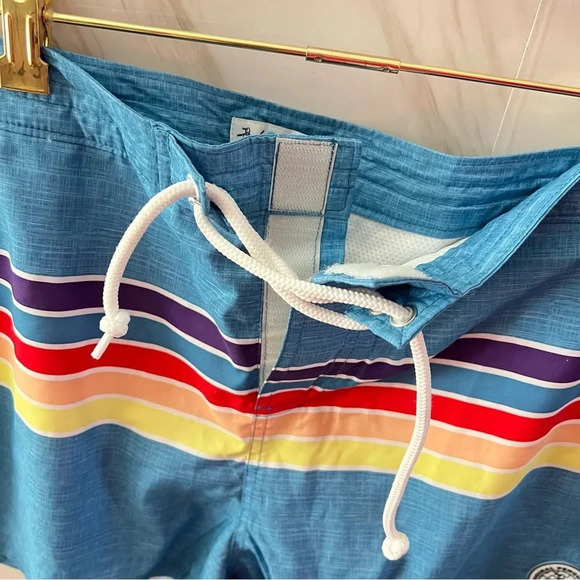 Penguin Swim Trunks Shorts Size 36 Deep Water Color Multi Colored Striped - Picture 6 of 11
